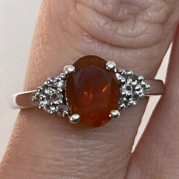 Natural Fire Opal Ring Sterling Silver Size 6 - Picture 1 of 6